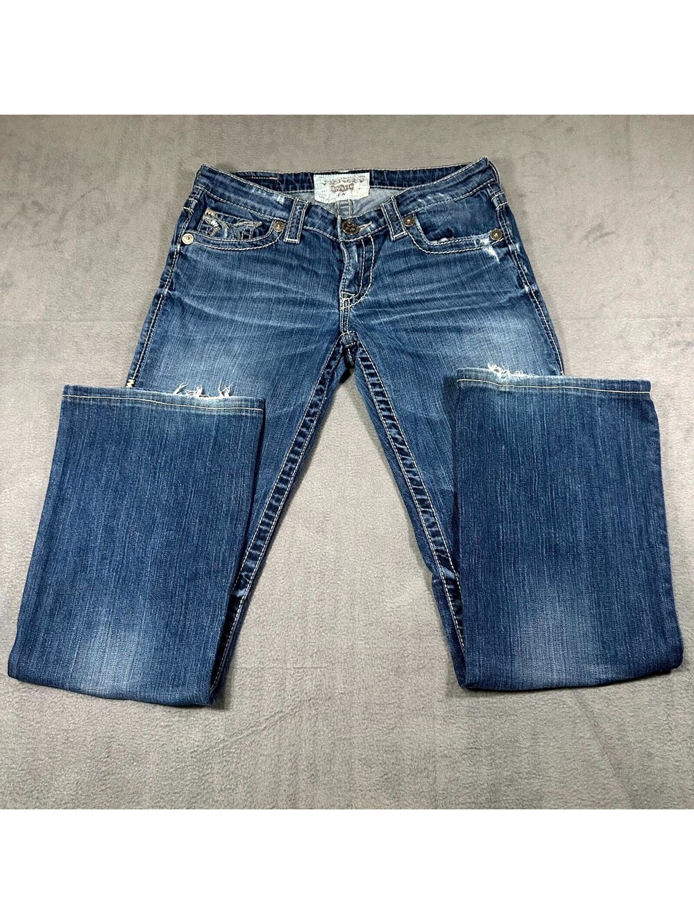 Big Star Liv Bootcut Jeans Women 28L Blue Denim Stitch Embroidered Cowgirl Rodeo